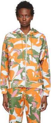 Orange Len Lye Edition Floral Print Zip Hoodie