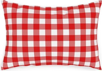 Outdoor Pillows: Buffalo Plaid Outdoor Pillow, 14X20, Double Sided, Red