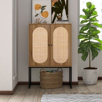 hommetree Modern Freestanding Storage Cabinet with 2 Doors and Metal Legs-AA