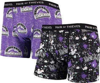 Men's Black and Purple Colorado Rockies Super Fit 2-Pack Boxer Briefs Set - Black, Purple