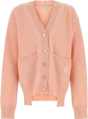 Asymmetric V-Neck Buttoned Cardigan