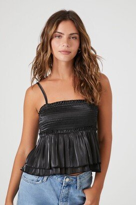 Women's Ruffled Flounce Cami in Black Small