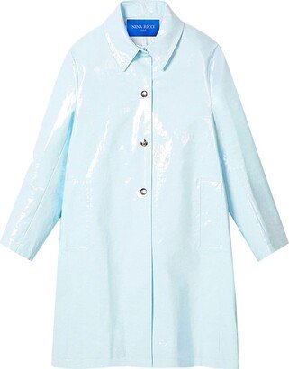 High-Shine Buttoned Car Coat