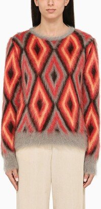 Red/grey wool crew-neck jumper