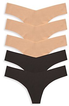 Raw Cut Beige & Black Thong, Pack of 5