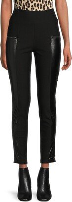 Patrizia Luca Faux Leather Trim Leggings