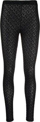 Ginseng flocked-chiffon logo leggings