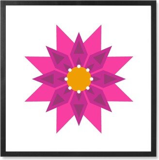 Photo Tiles: Scandi Pointed Flower - Pink Photo Tile, Black, Framed, 8X8, Pink