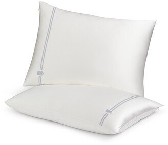 Mismatch Silk 2-Pc. Standard/Queen Pillowcase Set - White/Gold Trim