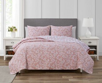 CEDAR COURT Annabella Floral Rose Blush Soft Matelasse Jacquard Quilt Set
