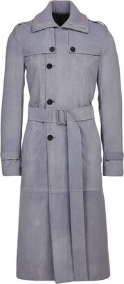 Double-Breasted Suede Trench Coat