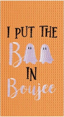 Boo In Boujee Ghost Embroidered Cotton Halloween Waffle Weave Kitchen Towel-AA