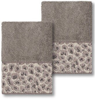 Spots Embellished Washcloth - Set of 2 - Dark Grey