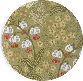 Salad Plates: White Martagon Lilies - Olive Salad Plate, Green