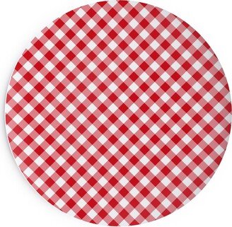 Salad Plates: Diagonal Gingham - Red And White Salad Plate, Red