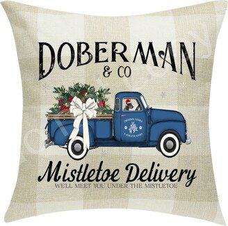 Doberman & Co. Mistletoe Delivery Pillow Cover Buffalo Plaid 18 X ~Cover Only~