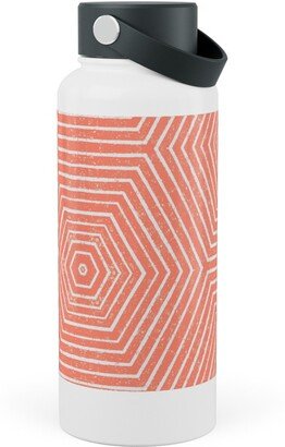 Photo Water Bottles: Concentric Hexagons Stainless Steel Wide Mouth Water Bottle, 30Oz, Wide Mouth, Orange