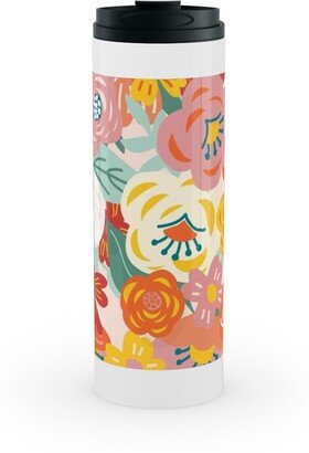 Travel Mugs: Liberty Florals Stainless Mug, White, 16Oz, Multicolor