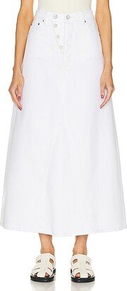 Double Fly Maxi Skirt in White