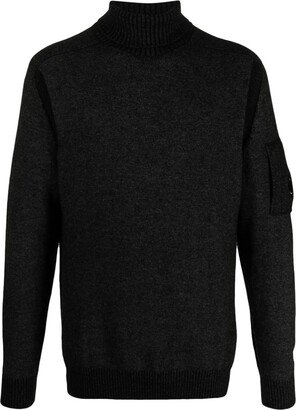 Lens-patch fleece-knit jumper
