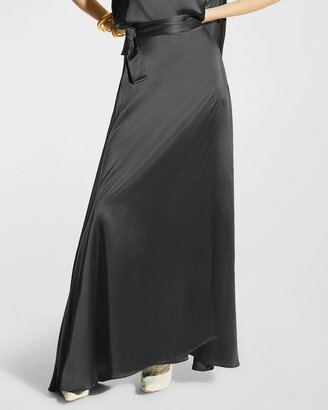 CARESTE Zara A-Line Silk Maxi Skirt