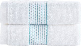 Rope Stripe Border 2 Piece Turkish Cotton Wash Towel Set