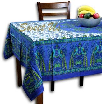 Handmade Cotton Floral Peacock Tablecloth Rectangle Bedspread Queen