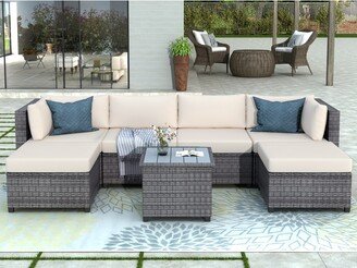 RASOO Water & UV-Resistant 7-Piece Rattan Furniture Set