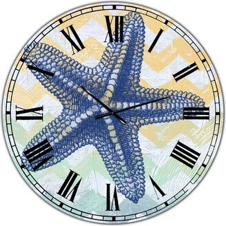 Designart Chevron-Star Fish-7914 Large Nautical & Coastal Wall Clock - 36 x 36