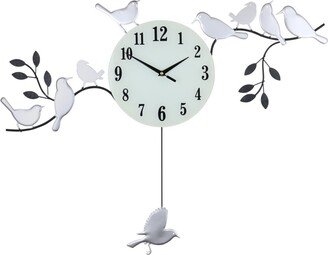 Three Star Wall Clock with Birds Sitting