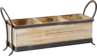 Wood Tray with Dividers, 22 x 7 x 8