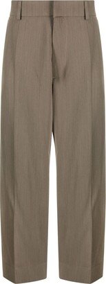 Green Cropped Straight-Leg Trousers