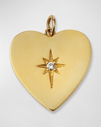 14k Yellow Gold Heart Diamond Starburst Charm