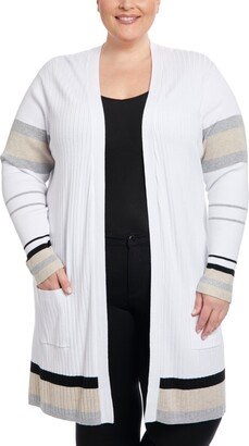 Plus Size Open Front Ribbed Duster Cardigan Sweater