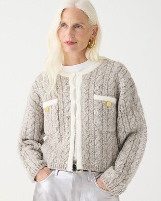 Cable-knit sweater lady jacket