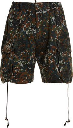 Camouflage Printed Drawstring Hem Shorts