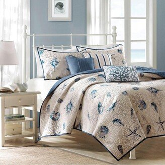 Gracie Mills Bayside Coverlet Set, Blue - Full/Queen