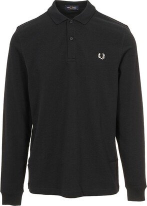 Long Sleeved Logo Embroidered Polo Shirt