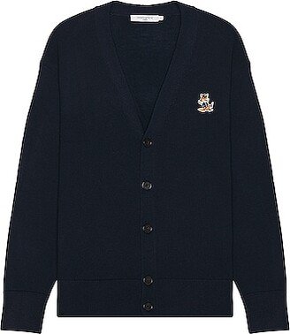 Dressed Fox Patch Relaxed Cardigan in Navy