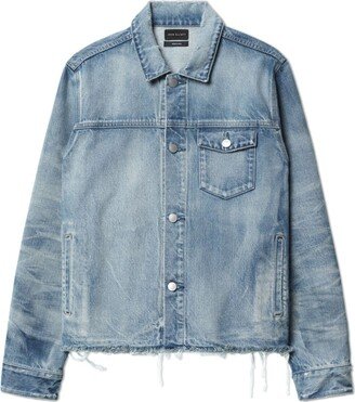 Distressed-Finish Denim Jacket-AA