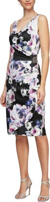 Petite Floral-Print Sleeveless Embellished Dress