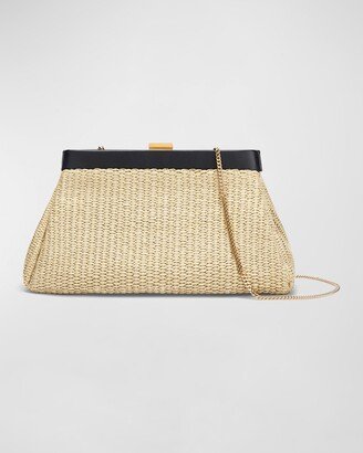 Cannes Raffia Clutch Bag with Chain Strap