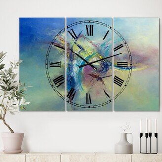 Designart 'Focused Intention' Large Modern Wall Clock - 3 Panels - 36 in. wide x 28 in. high - 3 Panels