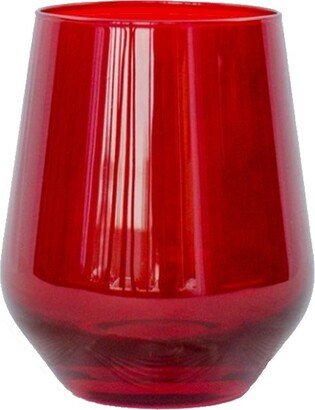 Estelle Colored Glass Stemless Wine Glass in Red- Set of Six