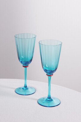 Set Of Two Murano Glass Wine Glasses - Blue