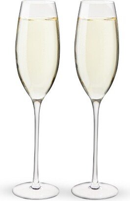 Linger Crystal Glass Champagne Flutes Set of 2 - 10oz Stemmed Champagne Glass for Sparkling Wine | Wedding & Toasting Flute Glasses, Clear