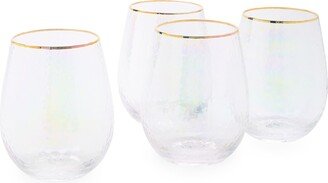 Set of 4 Luster Stemless Wine Glasses-AA