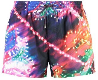 Graphic Printed Drawstring Swimshorts