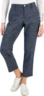 Women's Tweed Skinny Ankle Pants - Navy/ White