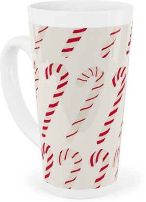 Mugs: Dancing Candy Canes Tall Latte Mug, 17Oz, Beige